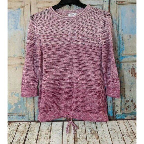 Christopher & Banks Womens Size 14W Pink Sweater Open Knit Top Draw String Hem - Picture 1 of 10